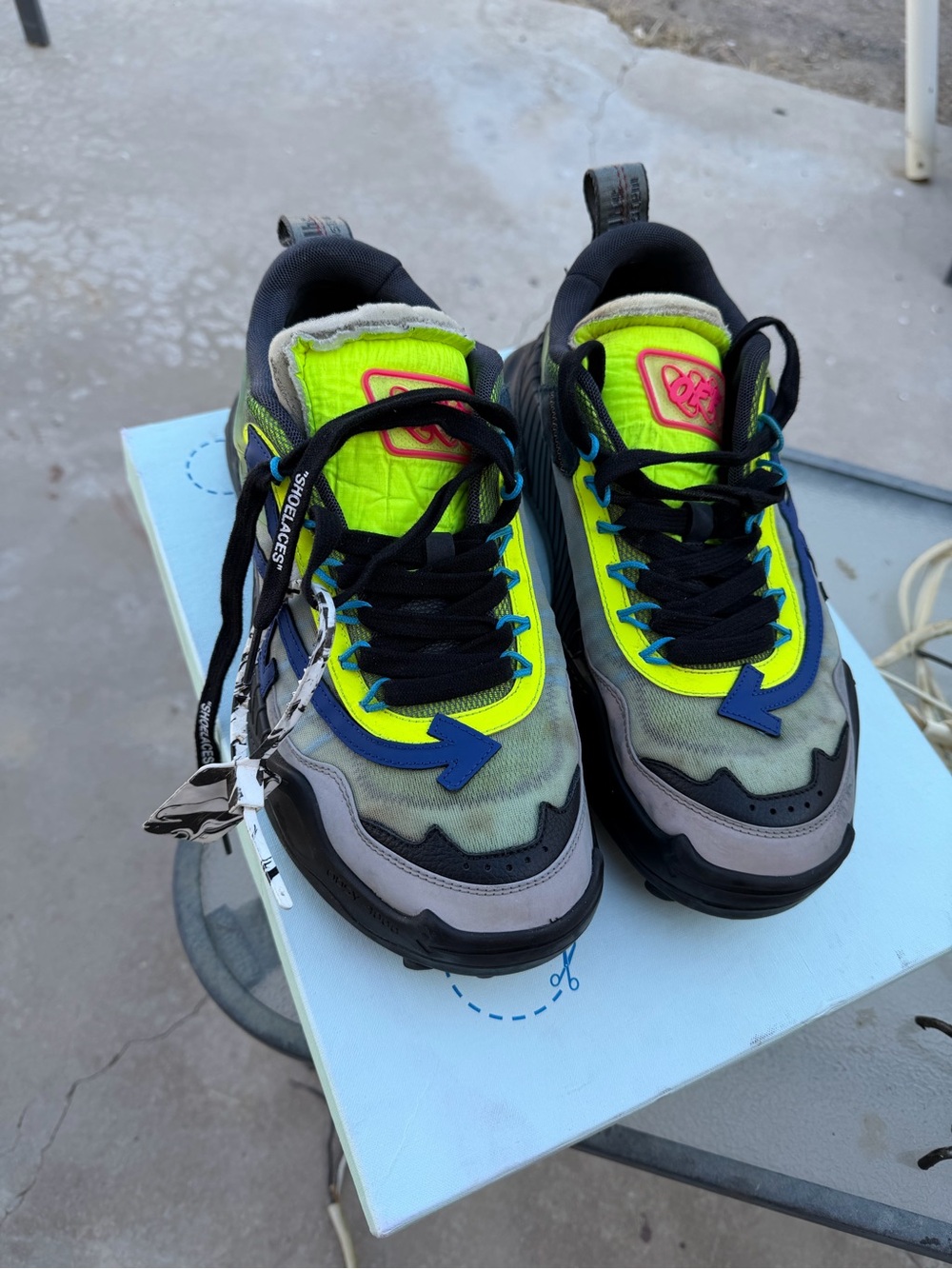 Off-White Men's Neon Yellow, Gray & Black Sneakers